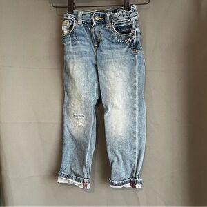 Cat&Jack Straight 4T Jeans - Knee Patch Detail, “Dream Big” Stitching